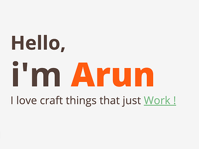 Hello, I am Arun portfolio typograhy