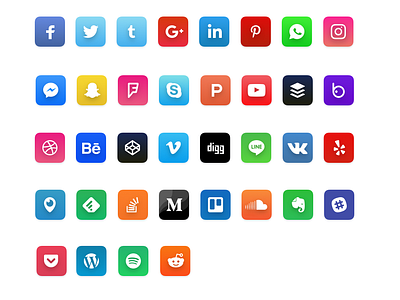 PRESOCIAL - Social Media Icon Set by Arun on Dribbble