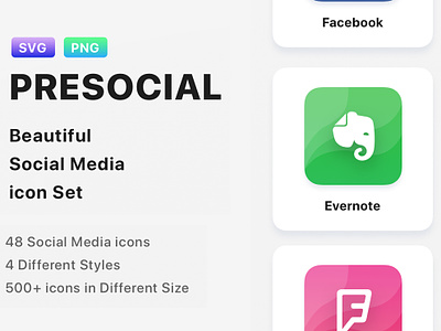 PRESOCIAL - Social Media Icon Set free icon icons icons design icons pack iconset ui web webdesign