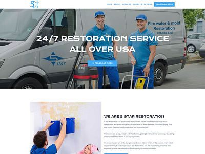 Website Design For 5 Star Restoration design logo website