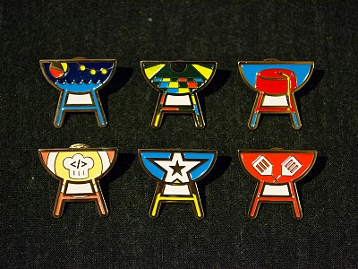 Big Android BBQ Pins android bbq lapel party pin print set texas