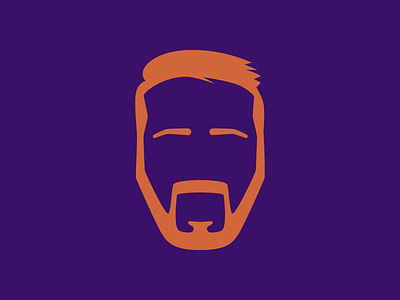 Doodle for the Birthday Boy beard face orange purple silhouette vector