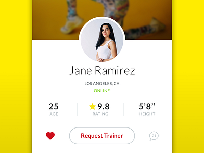 Profile age avatar fitness girl gym height ios iphone profile rating trainer