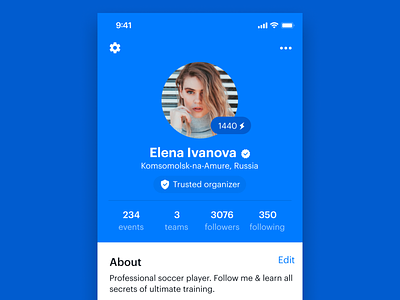 profile app avatar followers ios iphone organizer player profile rating soccer sport team