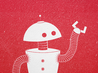 Robot on Red grunge illustration red robot vector