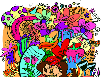 valentine theme doodle art design doodle illustr illustration vector