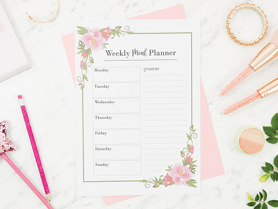 Weekly Meal Planner Design attractive creative custom daily design digital graphic design journal journal design meal meal planner monthly personal photoshop planner planner design professional simple weekly yearly