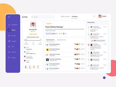 Dashboard Employees details dashboard employees profile project project management task tracking ui design uiux