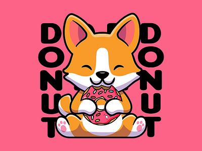 Cute corgi eating donut