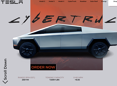 Tesla Cybertruck Main Concept Page app figma graphic design illustration pho ui ux vector webdesign