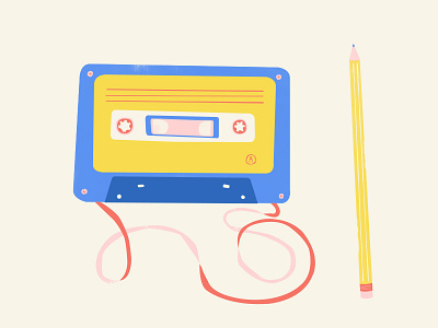 The Cassette and the Pencil 80s cassette cassette tape doodle illustration pencil