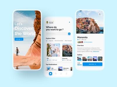 Travel App UI Design android app design design explore interface ios minimalist tourism app tours travel travel app travel app design ui ui design uidesign uiux user ux vacation
