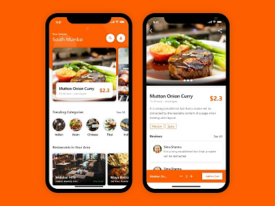 Restaurant iPhone X App - UI/UX Design