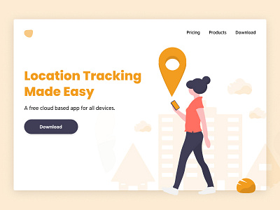 Location Tracking App Landing Page design illustration interaction design landing design landing page landing page concept typography ui ux vector web website