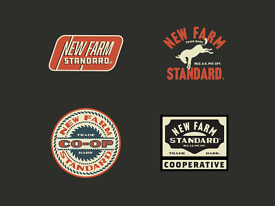 New Farm Standard logos badge branding design graphic design illustration logo retro vector