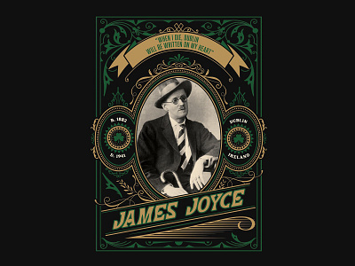 James Joyce badge branding design graphic design illustration irish james joyce logo retro tshirts