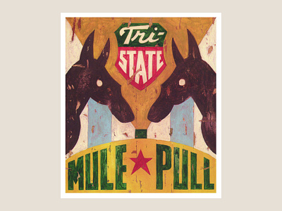 Mule Pull, self promotion illustration acrylic badge branding design distressed graphic design illustration logo mule painting retro