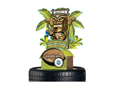 Pro Bowl promotion for Bridgestone Tire/NFL 3d badge branding design football graphic design illustration logo nfl pointofpurchase pop probowl retro tires vector
