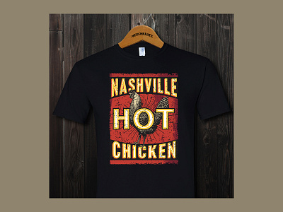Nashville Hot Chicken tee design badge branding design graphic design hot chicken illustration logo nashville retro vector