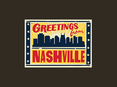Greetings from Nashville tee design badge branding design graphic design illustration logo musiccityusa nashville retro tourist vector