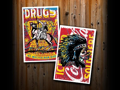 Cowboys and Indians. Limited edition prints (sold out) badge branding cowboy design graphic design illustration indians logo poster print retro vector western