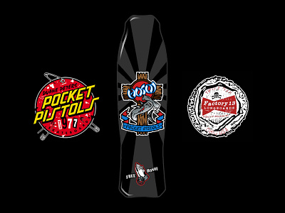 Skateboard Graphics badge branding deck graphics design graphic design hosoi illustration logo pocketpistolshates retro skateboard vector