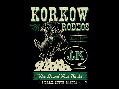 Korkow Rodeos tee design badge branding design graphic design horse illustration korkowsrodeos logo retro rodeo vintaggebrand
