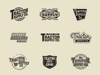 Various logos for Tractor Supply Co. badge branding design graphic design illustration logo retro tractorsupplyco typography vector vintage