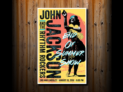 John Jackson and the Rhythm Rockers show poster badge branding design graphic design illustration logo retro rocknroll rockposter summer vector vintage