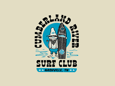 Cumberland River Surf Club logo badge branding design graphic design illustration logo nashville retro surfer surfing vector