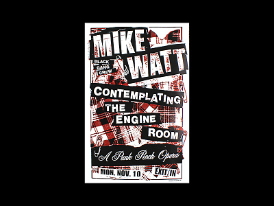 An older poster for a Mike Watt show at the Exit/In, Nashville. badge branding design distress graphic design grunge illustration logo music punk rock retro vector