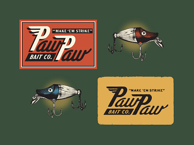 Paw Paw Bait Co. badge branding design fishing graphic design illustration logo retro vector vintage