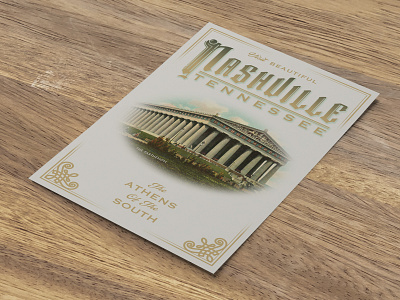 Nashville postcard design badge branding design graphic design illustration logo nashville postcard retro souvenir tourist vector visitor