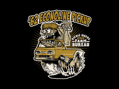 '62 Econoline tee for Richie Owens and the Farm Bureau alt country badge branding design econoline hot rod monster tee graphic design illustration logo monster retro song southern rock vector