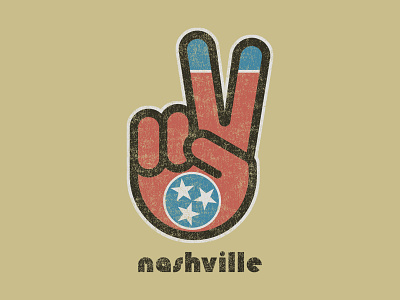 Tee logo for Nashville gift shop/tourist sales badge branding design graphic design illustration logo nashville peace peace sign retro tourism vector