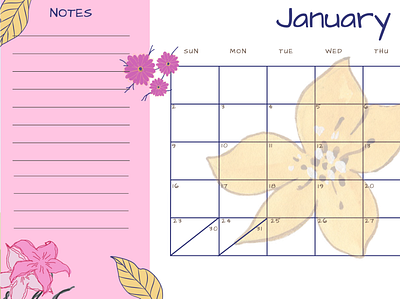 Magic-Hair Princess Themed January 2022 Canva Calendar Template