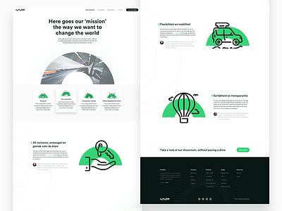 Company page about cars clean features green logo quotes shadow ui us ux white