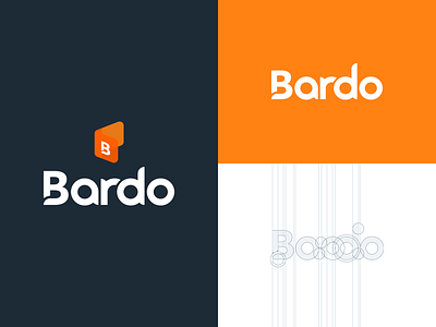 Bardo Logo book branding design logo orange text box typography vector