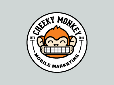 Cheeky Monkey badge brand identity cheeky cheesy circle logo monkey smile