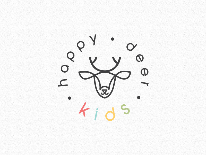 Happy Deer Kids Logo minimal simple young happy line modern deer kids logo