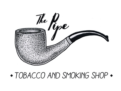 Pipe Shop hand illustration lettering logo made painting pipe shop sign smoke type typography