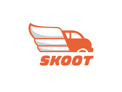 Logo Concept for an Airport Shuttle Company airport logo orange shuttle skoot van wheel wing