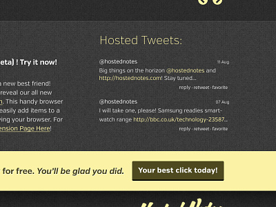 Landing Page in Progress black button hosted landing notes page spacing texture twitter yellow