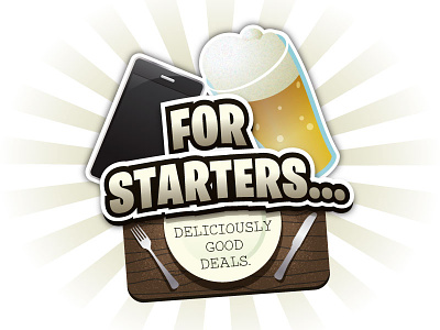 For Starters... Logo Concept (01) app beer cutlery deal drinks food for starters illustrator iphone logo mobile social table vector