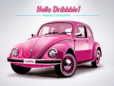 Hello Dribbble car debut hello invite trip