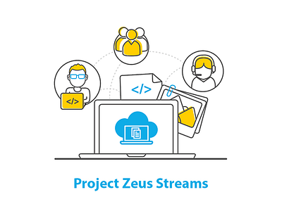 Project Zeus Streams icon button icon illustration laptop yellow