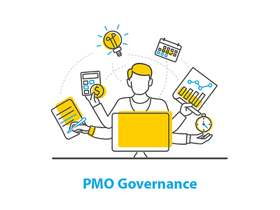 PMO Governance icon busy document governance icon management office pmo project yellow