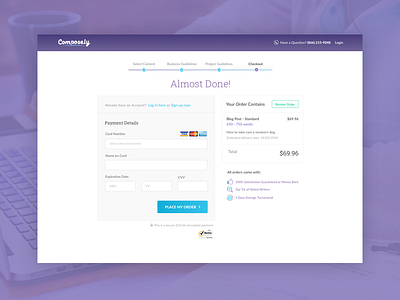 Checkout Page checkout form order payment pricing purchase purple shop shopping ui ux