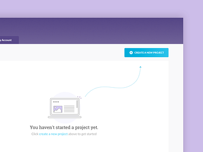 Create Project dashboard default page empty initial purple ui ux