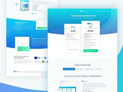 Termly Pricing Page app blue gradient landing page pricing page pricing table saas subscription table ui website